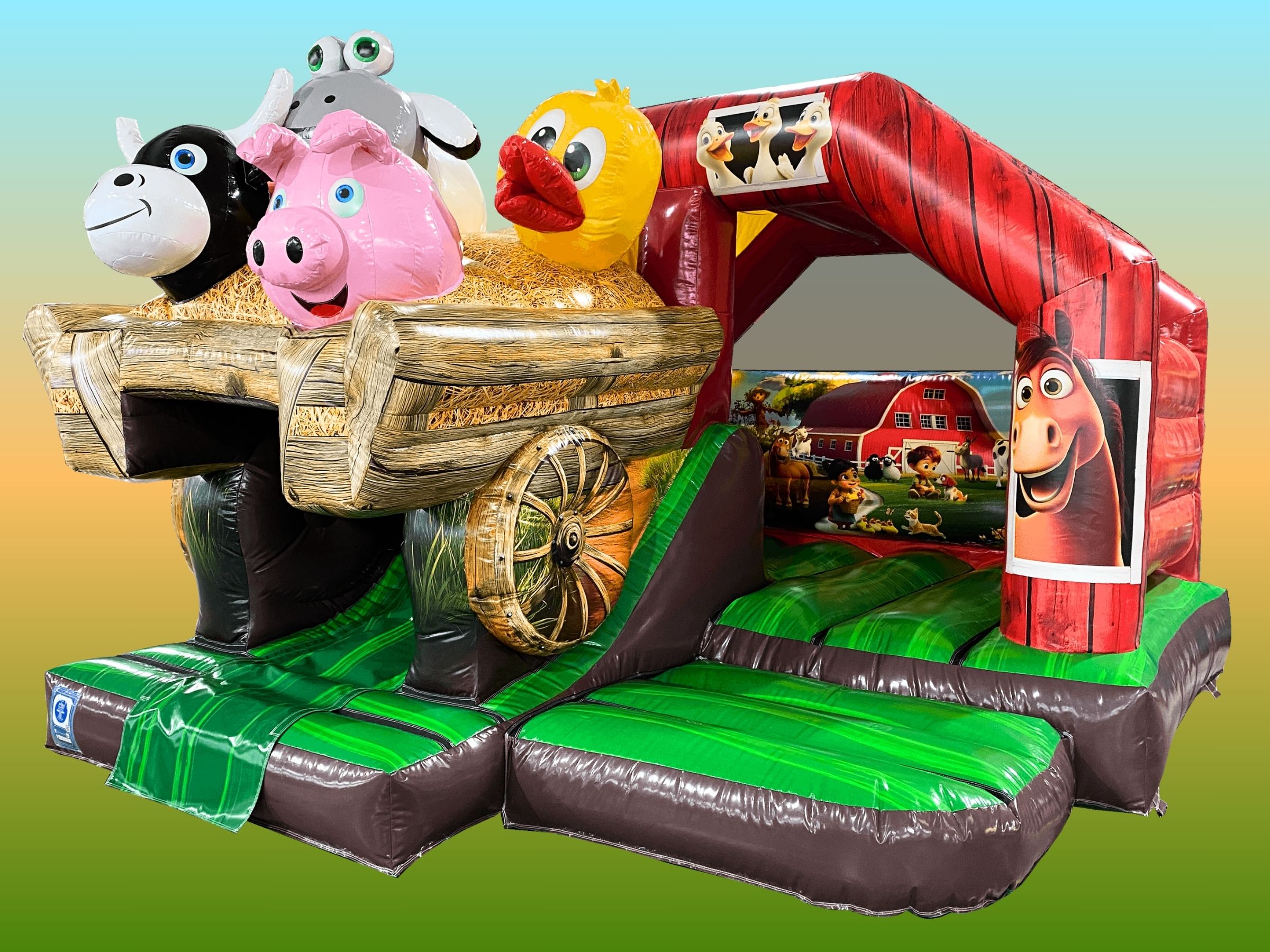 Farmyard 3D Bouncy Castle Slide Combo 15x13 Farmyard 3D Bouncy Castle hire
