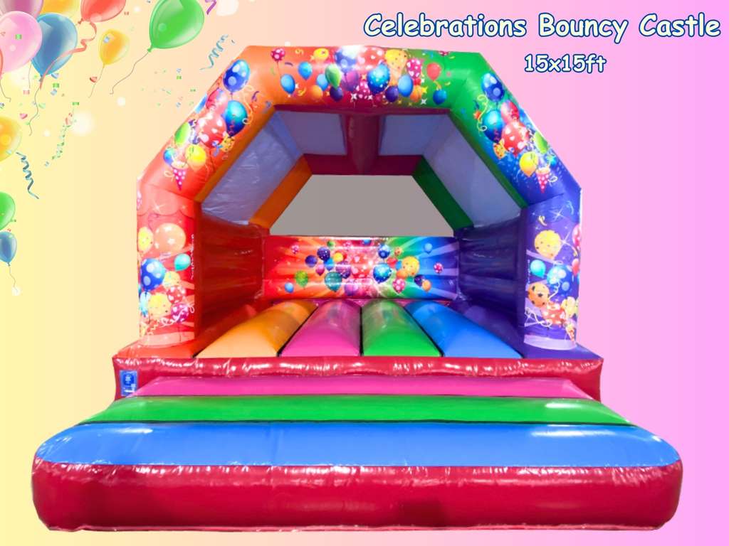 Celebrations Adult Bouncy Castle Balloons 15x15ft Adult Bouncy Castle hire in Surrey