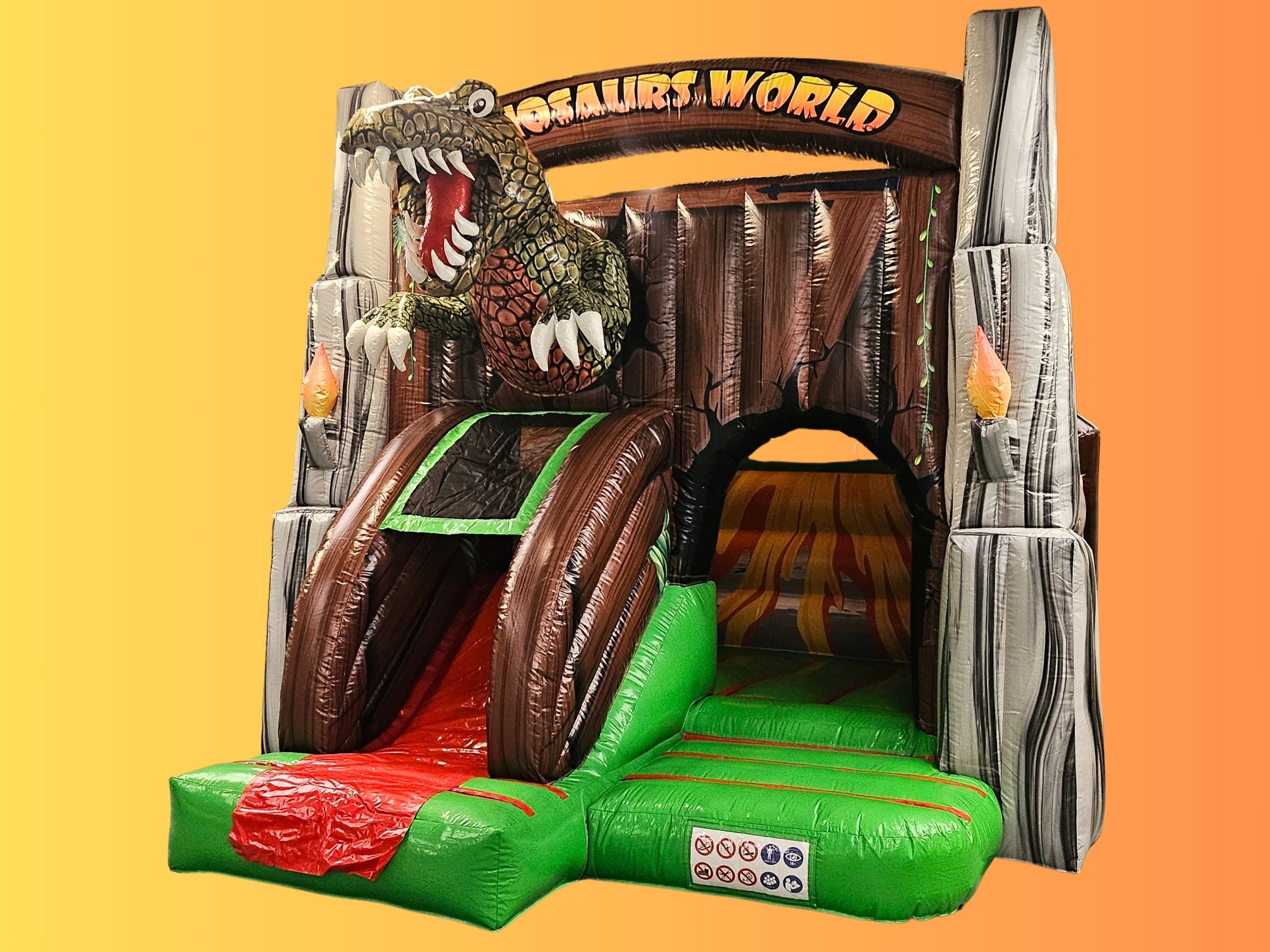 Dinosaur Jurassic World 3D Bouncy Castle Slide Combo 16x15ft Dinosaur 3D Bouncy Castle hire in Aldershot