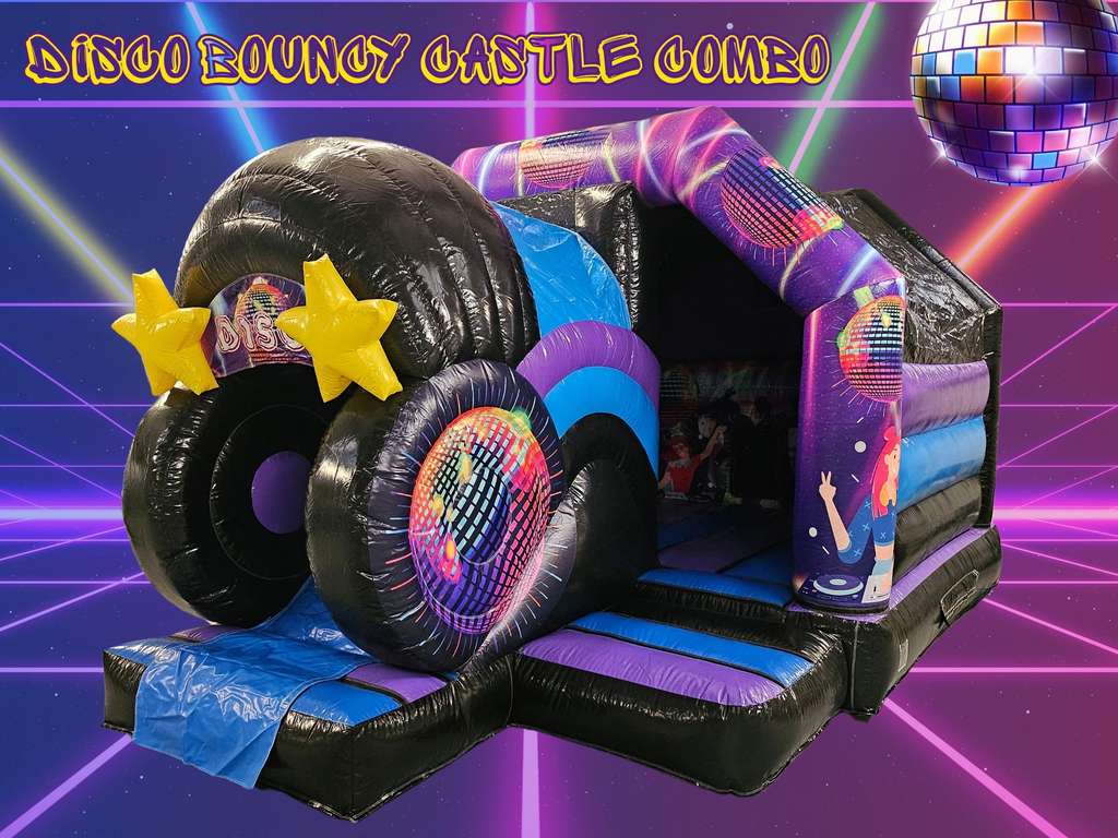 Disco 3D Bouncy Castle Slide Combo 18x12ft Disco 3D Bouncy Castle Slide Combo hire in Guildford