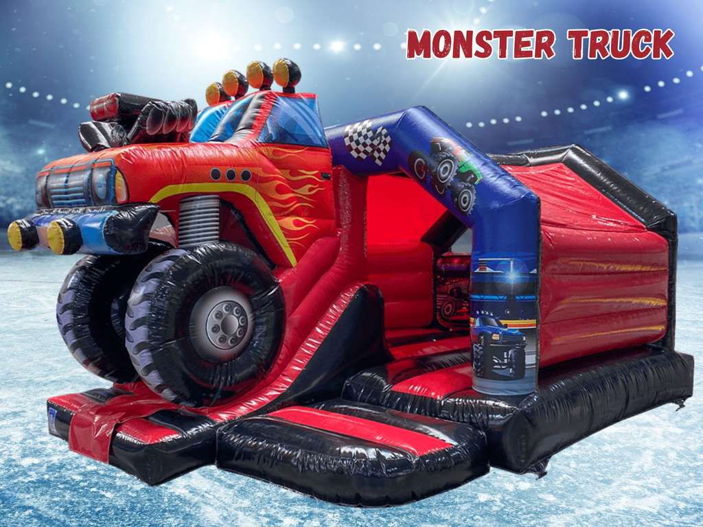 Monster Truck 3D Bouncy Castle Slide Combo 18x12ft Monster Truck 3D Bouncy Castle hire in Godalming